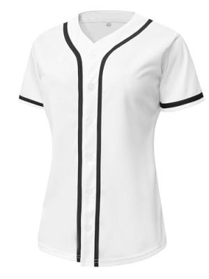 Womens Button Down Baseball Jersey, Blank Softball Team Uniform, Hip Hop Hipster Short Sleeve Active Shirts