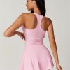 2 Piece Tennis Dresses for Women Side Slit Mini Skirt Set Racerback Workout Crop Tank Top Golf Outfits