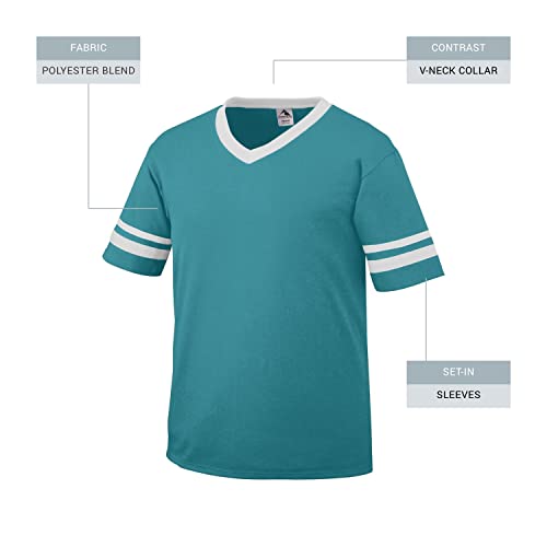 31yK8g57j9L.jpg Men's X-Large Sleeve Stripe Jersey, Teal/White