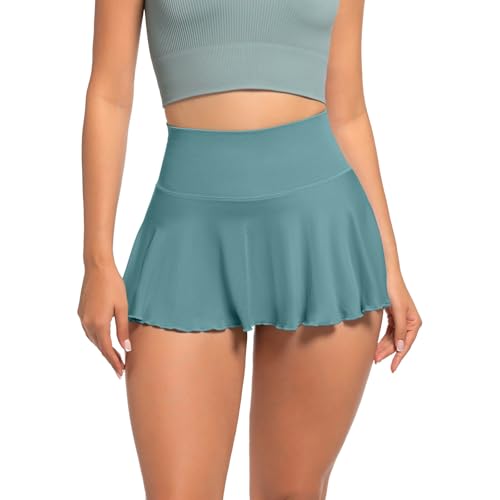 Women Tennis Golf Mini Skirt Flowy Sexy Casual Pleated Athletic Skirts with Shorts Underneath