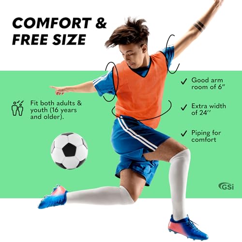 41-0pAeqUDL.jpg Sports Pinnies - Pack of 06 - Free Size for Youth/Adult - 5 Color Options - Soccer, Basketball Practice Vest