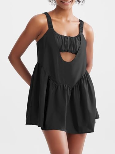 41-SS0tQ3L.jpg Women Tennis Dress with Built in Shorts and Bra Sleeveless Casual Backless Golf Dress Athletic Dress with Pockets