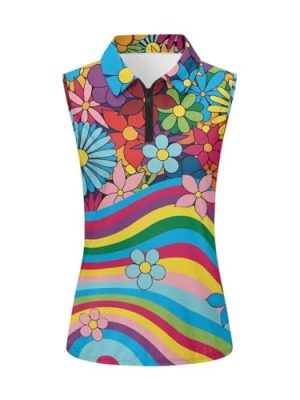 Women's Golf Shirts Sleeveless V Neck Tennis Tank Tops Racerback with Collar Quick Dry Athletic T Shirt XS-2XL