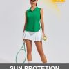 410tbAJJLL.jpg Women Golf Shirts Sleeveless UPF 50+ Tennis Polo V-Neck Quick Dry Athletic T Shirt 1/4 Zip Collar Workout Tank Top