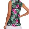 Women's Sleeveless Golf Shirt Quick Dry Zip Up Workout Tennis Tops with Pockets