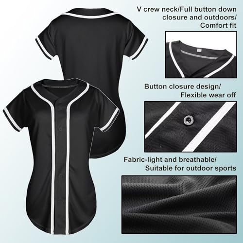 413pHEiisL.jpg Womens Baseball Jersey Button Down Softball Jersey Short Sleeve Tee Hip Hop Shirt Active Team Sports Uniforms