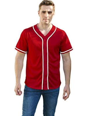 Men Baseball Jersey Button Striped T Shirts Sports Uniform Jersey Active Short Sleeve Tee Team Clothing