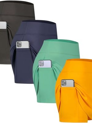 4 Pack: Women's Active Skort Lightweight Comfy & Breathable Tennis Golf Skirt (Available in Plus Size)