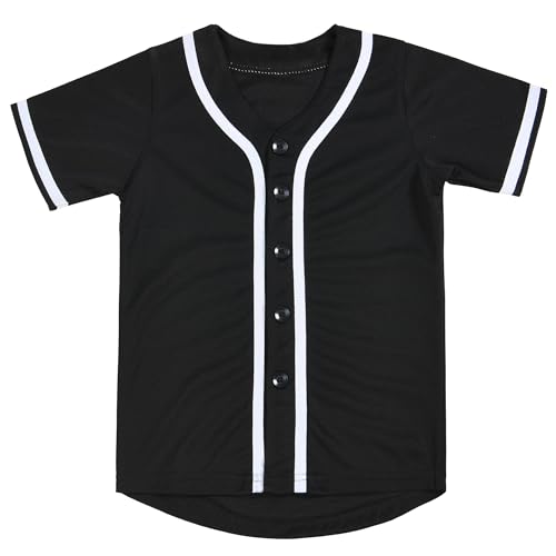 4167U3Fjn4L.jpg Kids Baseball Jersey Button Down Hip Hop Personalized Sport T Shirts Tops Baseball Shirt for Boys Girls Toddler 2T-12Y