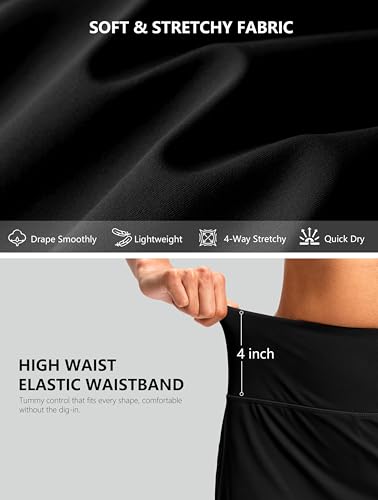 Skorts for Woman Golf Skirt High Waisted with 2 Inner Pockets Built-in Shorts Stretchy for Tennis Summer Casual