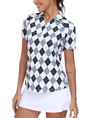 Women's Golf Polo Shirt Short Sleeve UPF 50+ Collared 1/4 Zip Tennis Tops Quick-Dry Lightweight Athletic Shirt