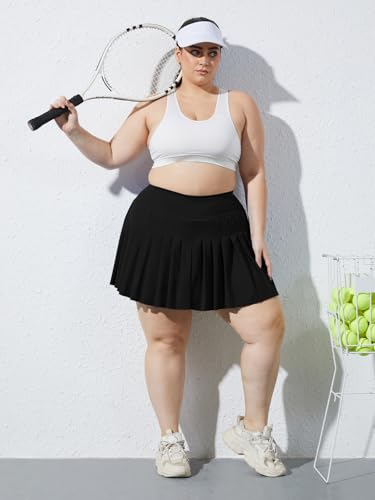 4173g12a4HL.jpg Women's Plus Size Pleated Tennis Skirt- Girls High Waist Athletic Golf Skirts with Shorts