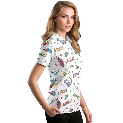 417WBu8APfL.jpg Funny Golf Shirts for Women Short Sleeve Quick Dry Tennis Shirts Athletic Tops for Yoga Tennis