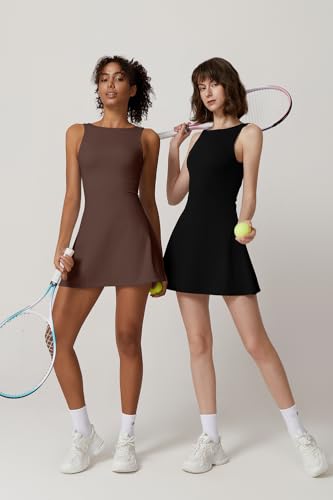 418NtMEJjFL.jpg Womens Open Back Tennis Dress Sleeveless Built in Shorts Golf Athletic Dress with Pockets