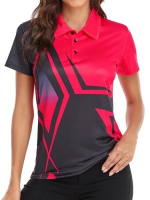 Women's Golf Polo Shirts Short Sleeve Moisture Wicking Tennis Athletic Shirt with 3 Button