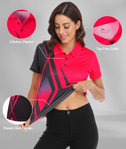 41BWiEbNDwL.jpg Women's Golf Polo Shirts Short Sleeve Moisture Wicking Tennis Athletic Shirt with 3 Button