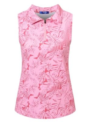Womens Golf Apparel Print Polo Tennis Shirts Moisture Wicking Golf Tank Top with Zipper