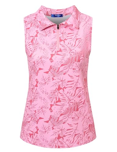 41BydCix1TL.jpg Womens Golf Apparel Print Polo Tennis Shirts Moisture Wicking Golf Tank Top with Zipper