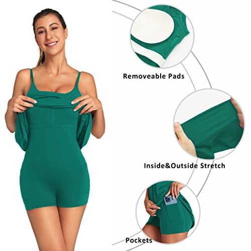 41CgTRdfaWL.jpg Women's Tennis Dress Built-in Bra & Shorts Exercise Workout Golf Athletic Dress with Pockets