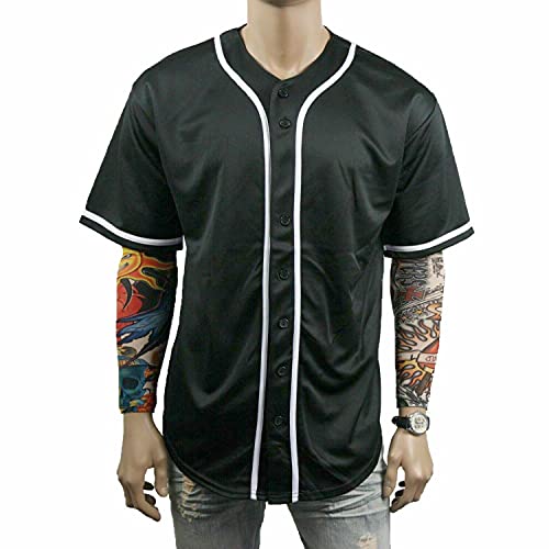 41DlzBUfFPS.jpg Black Custom Baseball Jersey for Men Full Button Mesh Embroidered Team Name & Numbers S-8XL