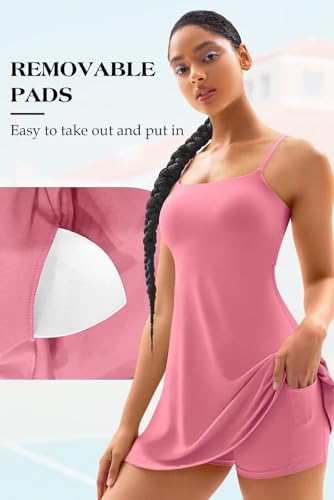 41E2K-1uyDL.jpg Womens Two Pieces Tennis Dress with Separate Shorts Workout Open Back Active Golf Dresses Built-in Removable Bra