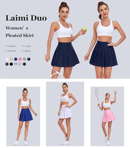 Women Pleated Skirt Tennis Golf Skorts with Lining Shorts Athletic Pleated Skirts for Women