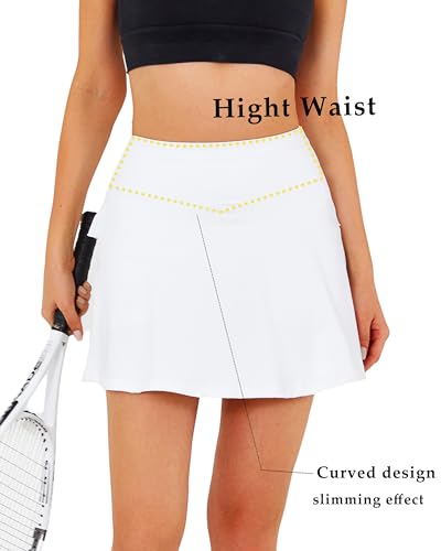 Pleated Tennis Skirts for Women with Shorts 3 Pockets Golf Athletic Skort Tummy Control for Pickleball Running