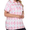 41GbOt2CqXL.jpg Women's Plus Size Golf Polo Shirts Zip Up Short Sleeve Tops Loose Fit UPF 50+ Tennis Workout Apparel XL-5XL