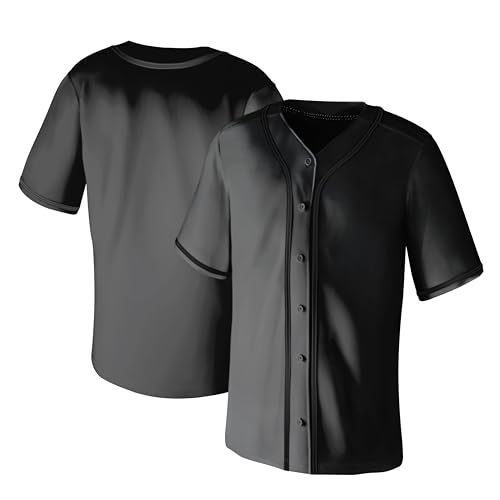41Gim3Gh2zL.jpg Blank Baseball Jerseys for Men Shirts Short Sleeve Hip Hop Sports Casual Button Down Uniforms Hip Pop