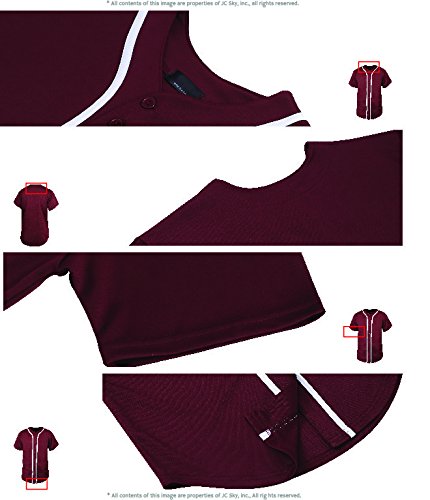 41GivMaPINL.jpg Mens Baseball Jersey Button Down T Shirts Hipster Plain Hip Hop 1UPA02