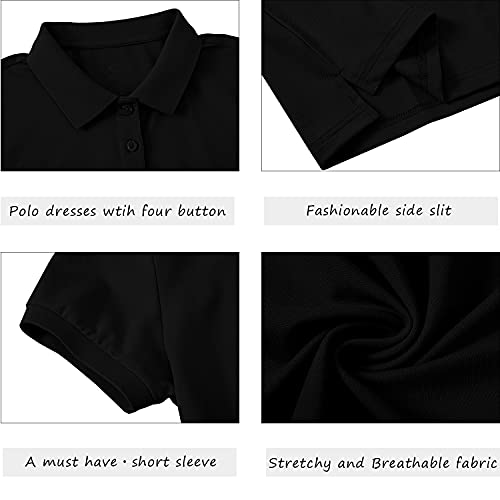 41IEWpGL2S.jpg Women's Golf Tennis Dress Sports Polo Dress Short Sleeve Quick Dry Casual Workwear Button