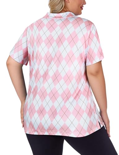 41K0jwQJT-L.jpg Women's Plus Size Golf Polo Shirts Zip Up Short Sleeve Tops Loose Fit UPF 50+ Tennis Workout Apparel XL-5XL