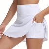 41KVHOgKvZL.jpg Women's High Waisted Tennis Skirts Crossover Hemline Back Pleated Golf Skorts with Inner Shorts