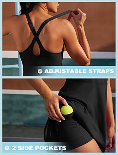 41KXn6j1mQL.jpg Womens Tennis Dress with Shorts Underneath Athletic Dress for Women Golf Dresses Summer Outfits for Workout