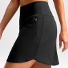 41Kydxf3OVL.jpg 18" Golf Skirts for Women Zipper Pockets Knee Length Skort with Shorts Underneath High Waist Tennis Pickleball
