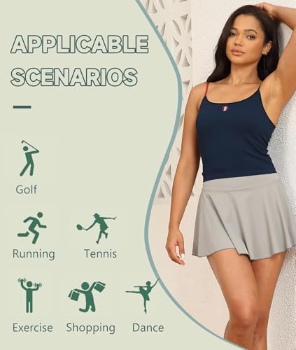 41MAfMKo-2L.jpg Womens Pleated Skirt High Waisted Mini Tennis Skirts for Women with Shorts Pockets Pickleball Skater Cheer Skorts