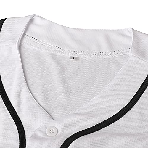 Plain Button Down Blank Baseball Jersey Short Sleeve Hipster Hip Hop T Shirts