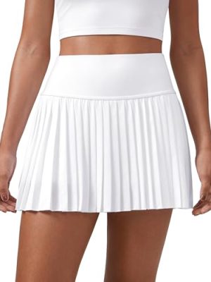 41MhEnu3khL.jpg Women's High Waisted Pleated Tennis Skirts with Pockets Tummy Control Casual Liner A Line Workout Golf Skorts