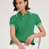 41NUn8ZEWL.jpg Womens Short Sleeve Lightweight Sweater Tops Lapel V Neck Cable Knit Polo Shirts Summer Loose Casual Outfits 2025