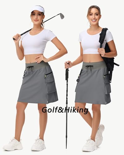 41NW45RmOfL.jpg 14" 20" Women's Hiking Cargo Skorts Skirts with Zipper Pockets Knee Length
