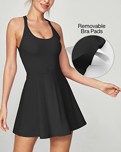 41NsKTDPK2L.jpg Tennis Dress with Built in Shorts and Bra Athletic Dress for Women Summer Cut Out Twisted Golf Workout Dress