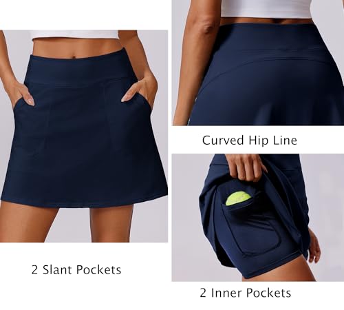 41OlFMQIMTL.jpg 18" Golf Skorts for Woman High Waisted Tennis Skirt UPF 50+ Athletic Skort Skirts with 4 Pockets Workout Pickleball