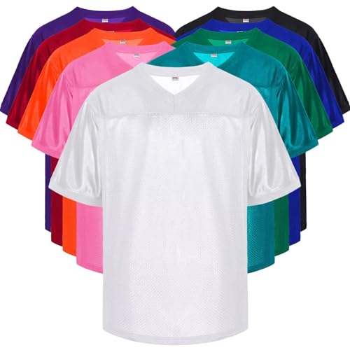 41OnqFed6yL.jpg Blank Football Jersey,Mesh Practice Plain Football Shirt 90s Hip Hop Retro Active Unisex Workout Dry-Fit Soccer Sports Tee