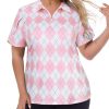 41P1bTwiQ1L.jpg Women's Plus Size Golf Polo Shirts Zip Up Short Sleeve Tops Loose Fit UPF 50+ Tennis Workout Apparel XL-5XL