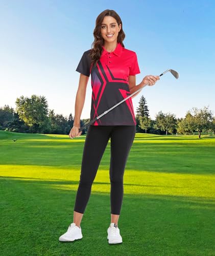 41QXeItj03L.jpg Women's Golf Polo Shirts Short Sleeve Moisture Wicking Tennis Athletic Shirt with 3 Button