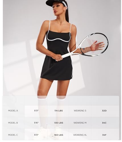 41S2yhGZ0EL.jpg Womens Workout Tennis Dress with Built-in Bra & Shorts Pockets Sleeveless Exercise Golf Dresses