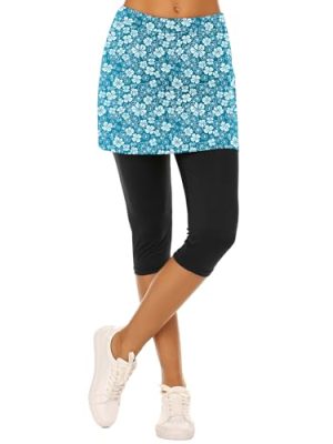 Skirted Leggings for Women Tennis Golf Skorts Capris Gym Yoga Legging with Skirts