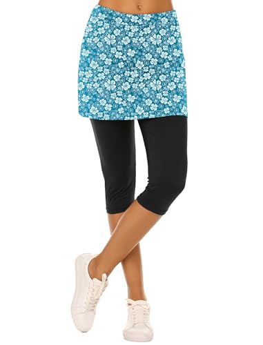 Skirted Leggings for Women Tennis Golf Skorts Capris Gym Yoga Legging with Skirts