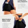 41Sh8KcrlL.jpg 16" Golf Skorts Skirts for Women Zipper Pockets Women's High Waisted Tennis Skirt Athletic Skort