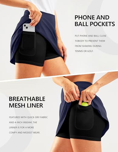 41Sh8KcrlL.jpg 16" Golf Skorts Skirts for Women Zipper Pockets Women's High Waisted Tennis Skirt Athletic Skort